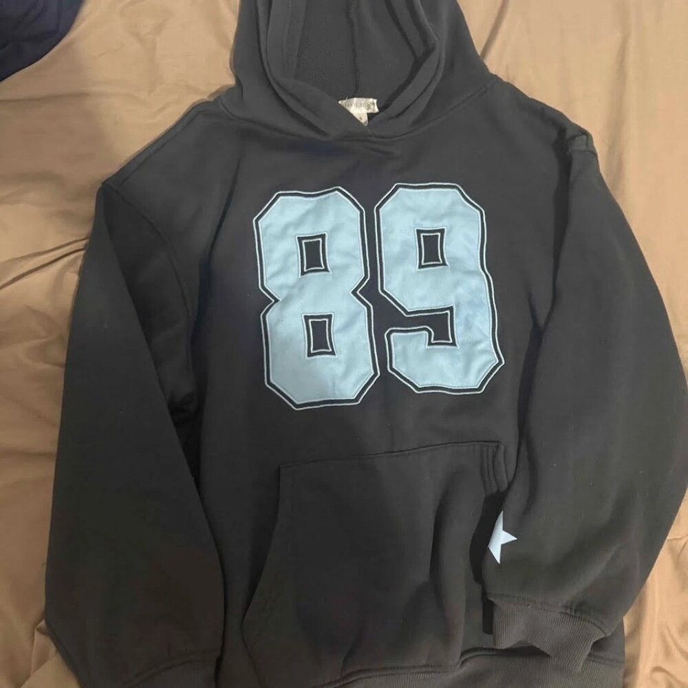 NYC Hoodie Sweatshirt With Leather Sleeves Women’s Size S